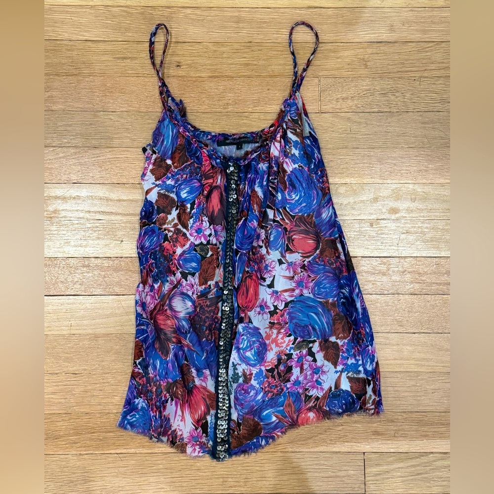 Rebecca Beeson Silk Purple Floral Tank Top 1 XS